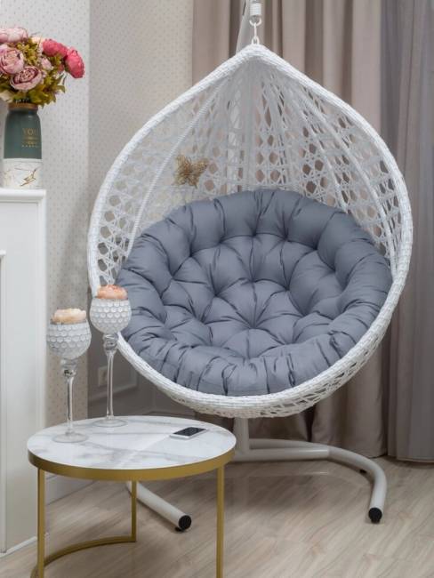 Подвесное кресло из искусственного ротанга "AF-412A-XL", белый