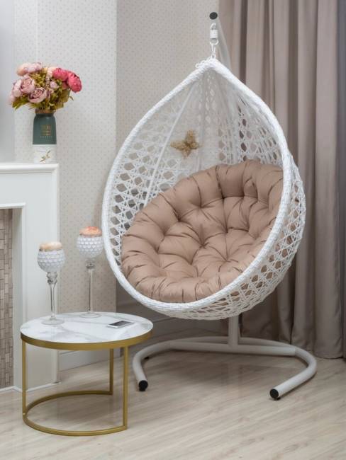 Подвесное кресло из искусственного ротанга "AF-412A-XL", белый