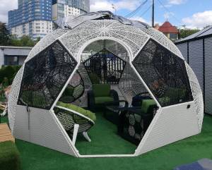 Павильон футбольный "Вена", плетеный, черный, белый