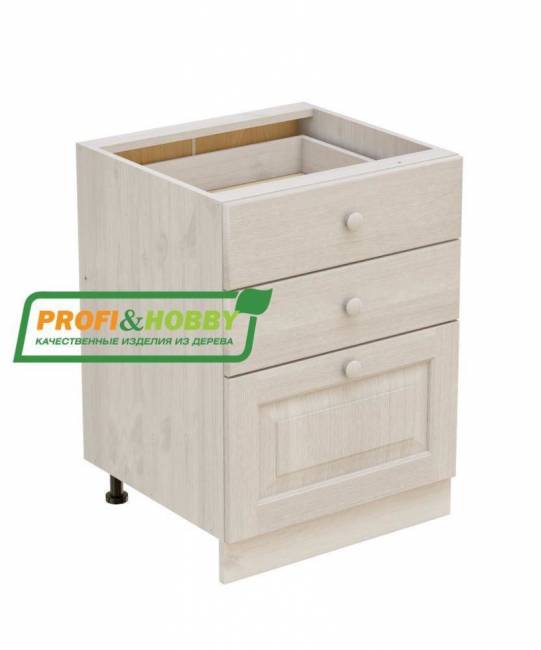 Тумба 3 ящика 600 х 560 х 720 сосна, без покраски