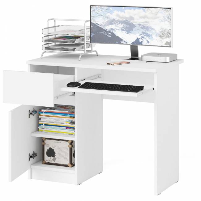 Стол компьютерный Мори МС-1 левый цвет белый