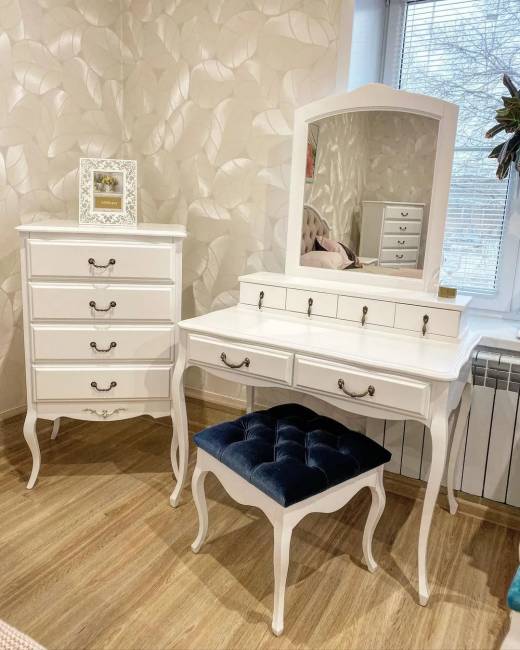 Туалетный стол Малонн Ави с секретером и зеркалом Белый