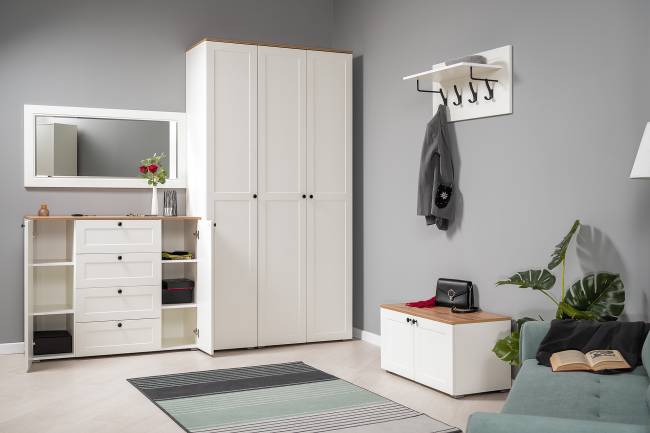 Комод Остин 16.221 цвет белый шагрень/дуб крафт золотой