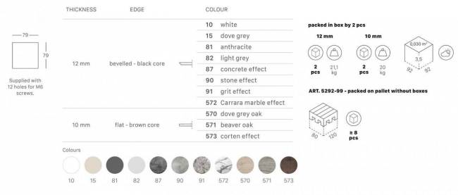Столешница квадратная Compact Laminate для подстолья Nemo, Domino, Tiffany, Cross состаренный дуб тортора 800х800х10 мм