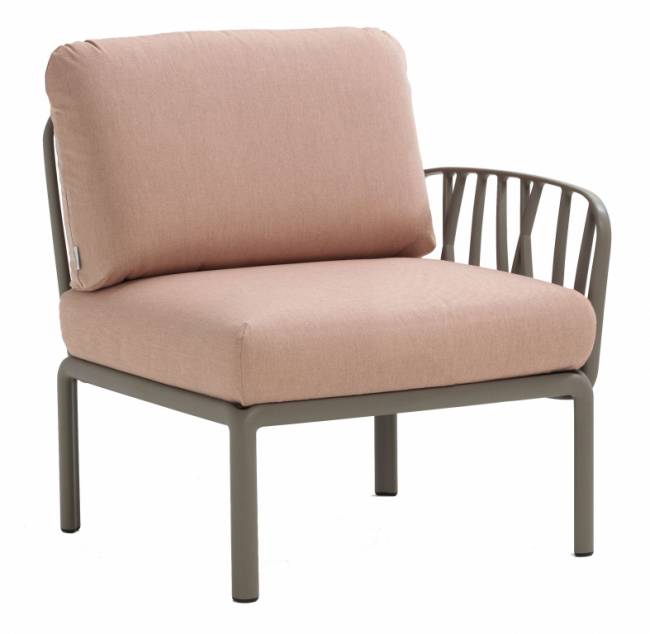 Модуль правый/левый пластиковый с подушками Komodo Elemento Terminale DS/SX тортора, розовый 745х780х900 мм