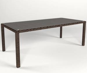 Cтол обеденный "Малага" 210см, из искусственного ротанга, коричневый, черный