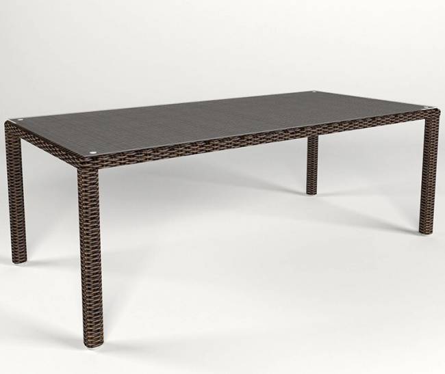Cтол обеденный "Малага" 210см, из искусственного ротанга, коричневый, черный