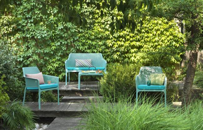 Диван пластиковый Net Bench ментоловый 1160х700х860 мм