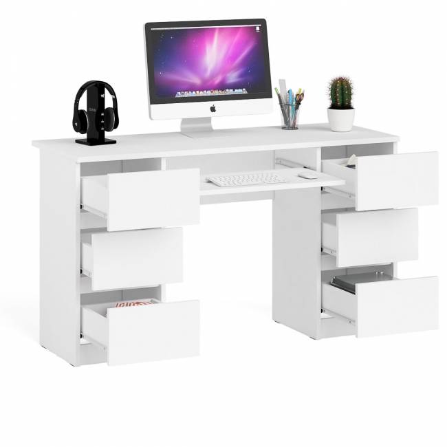 Компьютерный стол с двумя тумбами Мори МС-2 цвет белый