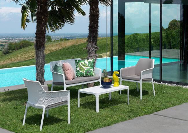 Диван пластиковый Net Bench белый 1160х700х860 мм