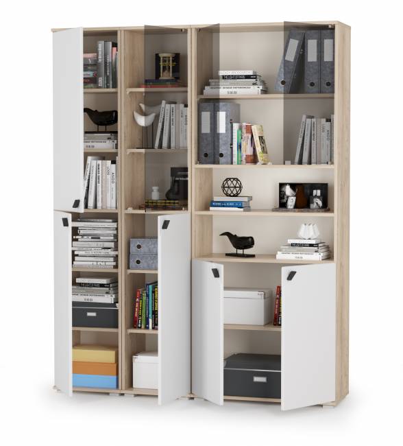 Набор стеллажей Бостон № 48 цвет дуб эндгрейн элегантный/фасады МДФ милк рикамо софт