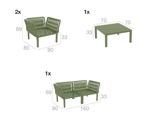 Комплект пластиковой мебели Portofino Lounge оливковый, светло-коричневый