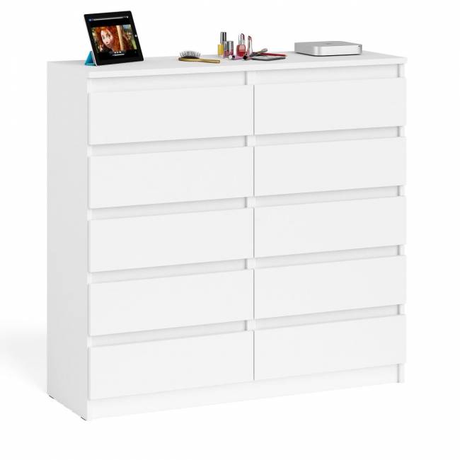 Комод высокий на десять выдвижных ящиков Мори МК1200.10 цвет белый