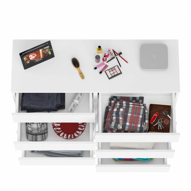 Комод высокий на десять выдвижных ящиков Мори МК1200.10 цвет белый