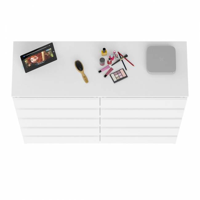 Комод высокий на десять выдвижных ящиков Мори МК1200.10 цвет белый