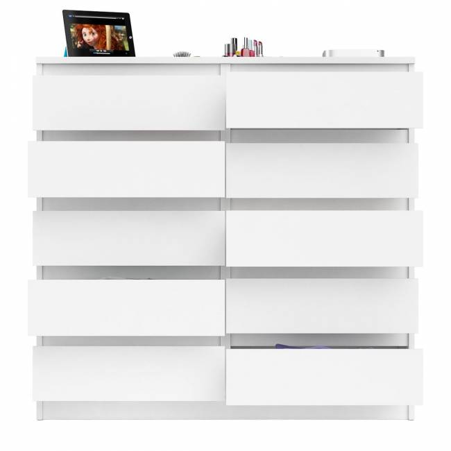 Комод высокий на десять выдвижных ящиков Мори МК1200.10 цвет белый