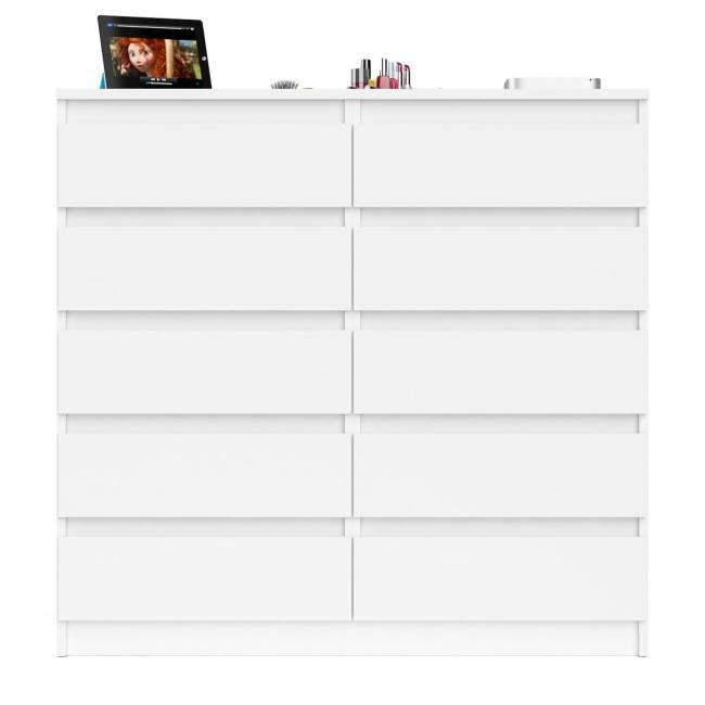 Комод высокий на десять выдвижных ящиков Мори МК1200.10 цвет белый