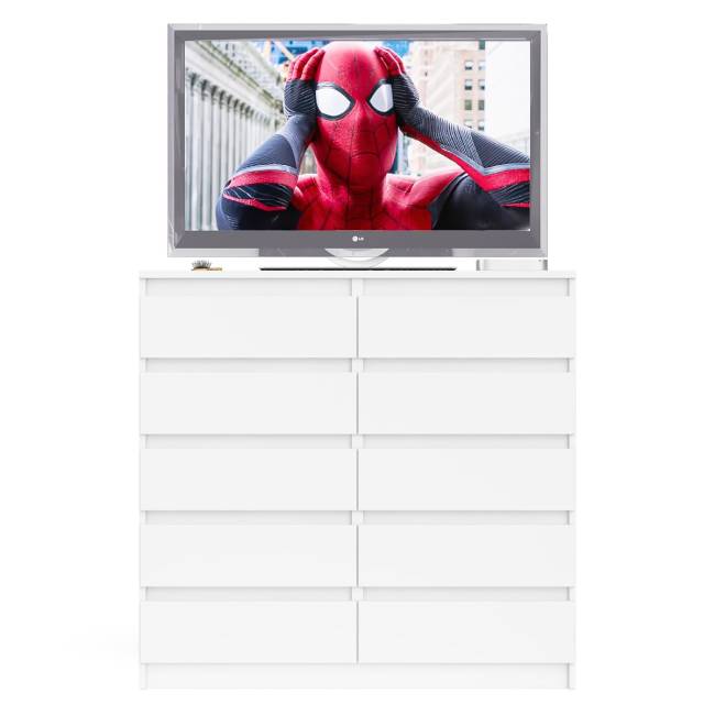 Комод высокий на десять выдвижных ящиков Мори МК1200.10 цвет белый