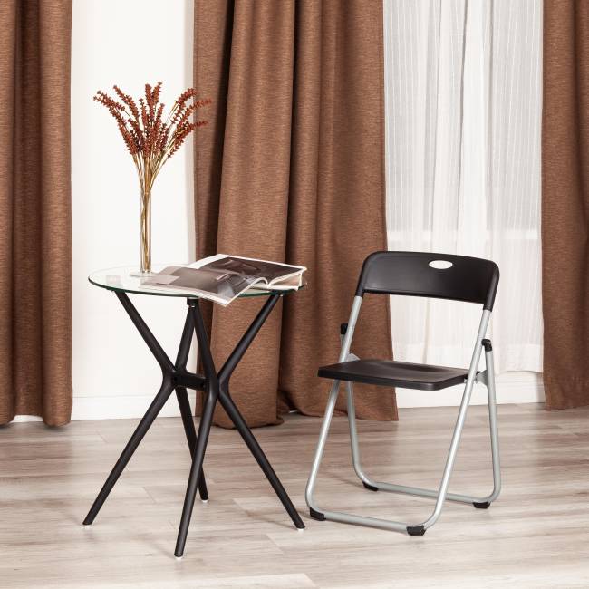 Стул складной Фолдер/Folder (мод.3017H) каркас: металл, сиденье/спинка: пластик, 49х46.5х73.5см, черный/серый  (Комплект из 6 шт.) черный, серый каркас: металл, сиденье/спинка: пластик