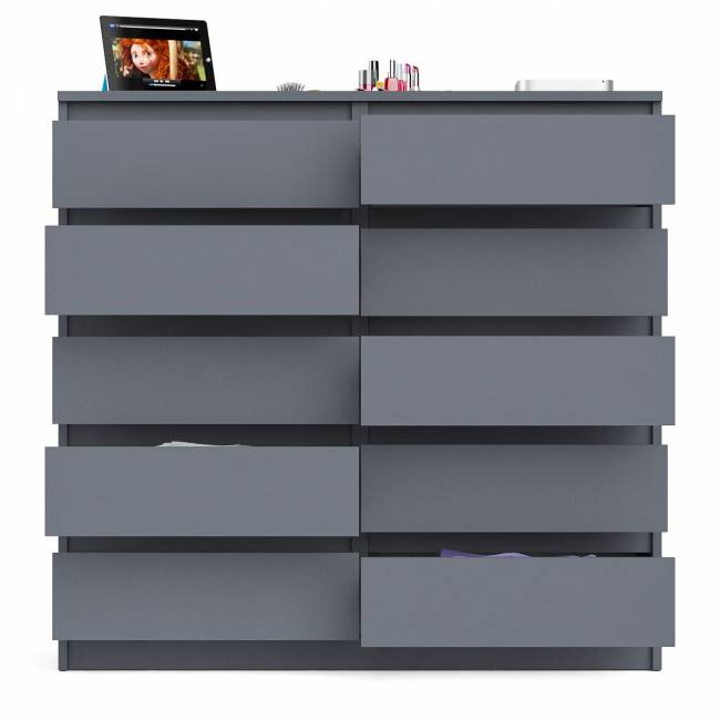 Комод высокий на десять выдвижных ящиков Мори МК1200.10 цвет графит