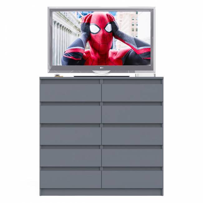 Комод высокий на десять выдвижных ящиков Мори МК1200.10 цвет графит