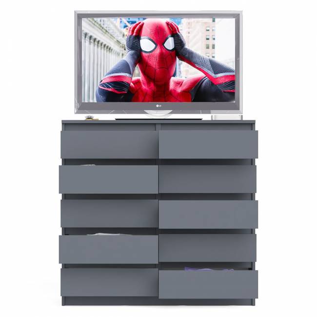 Комод высокий на десять выдвижных ящиков Мори МК1200.10 цвет графит