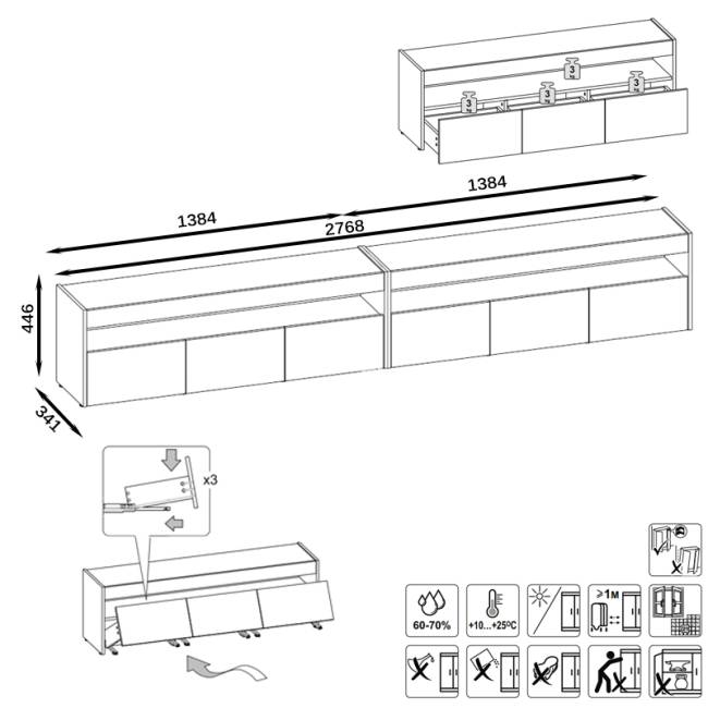 Две тумбы под ТВ 13.272 + 13.272 цвет дуб вотан/интра