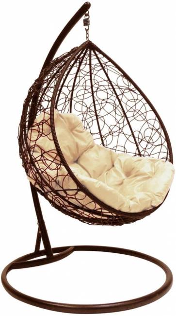 Подвесное кресло кокон «капля ротанг» коричневый