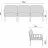 Диван пластиковый с подушками Komodo 3 антрацит, серый 2190х780х900 мм