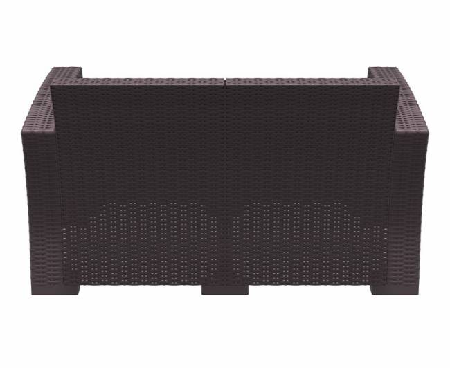 Диван пластиковый плетеный двухместный с подушками Monaco Lounge коричневый 1400х790х790 мм