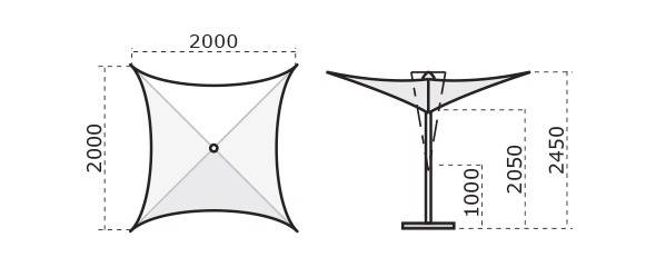 Зонт-парусник 2х2 м Vela Titanium титан, антрацит 2000х2000 мм Зонт-парусник 2х2 м Vela Titanium титан, антрацит 2000х2000 мм