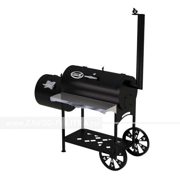 Гриль-Смокер XL, из стали толщиной 5 мм, топка слева, в термостойкой покраске