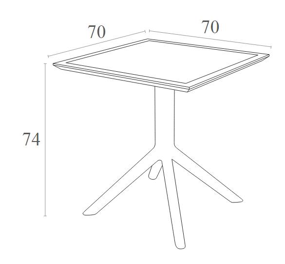 Стол пластиковый Sky Table 70 черный 700х700х740 мм