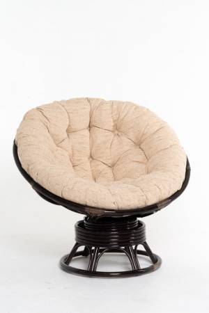 Кресло-качалка "PAPASAN"  темный коньяк с механизмом подушка рогожка
