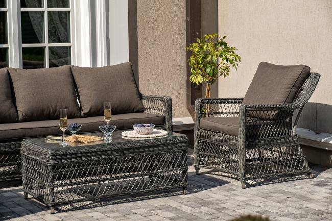 "Гранд Латте" лаунж-зона из искусственного ротанга, цвет графит