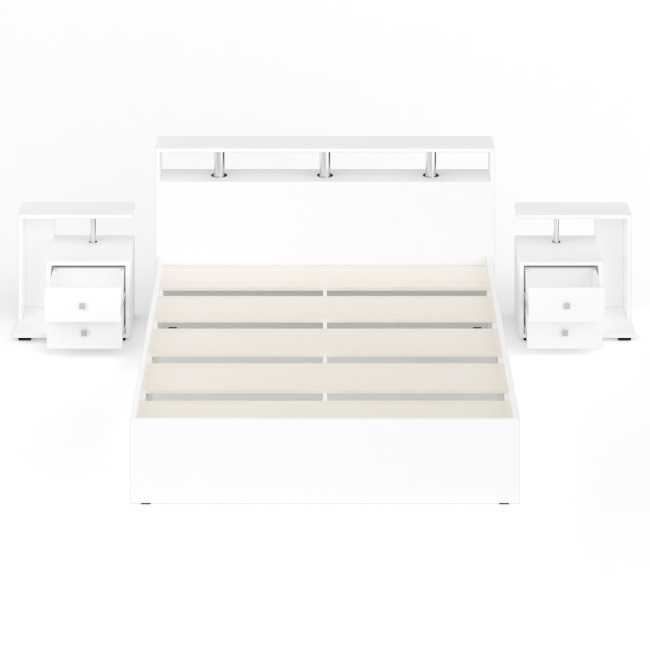 Кровать 1600 Камелия + две тумбы цвет белый