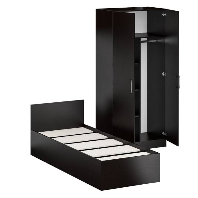 Кровать односпальная 800 со шкафом для одежды 2-х створчатым Стандарт цвет венге