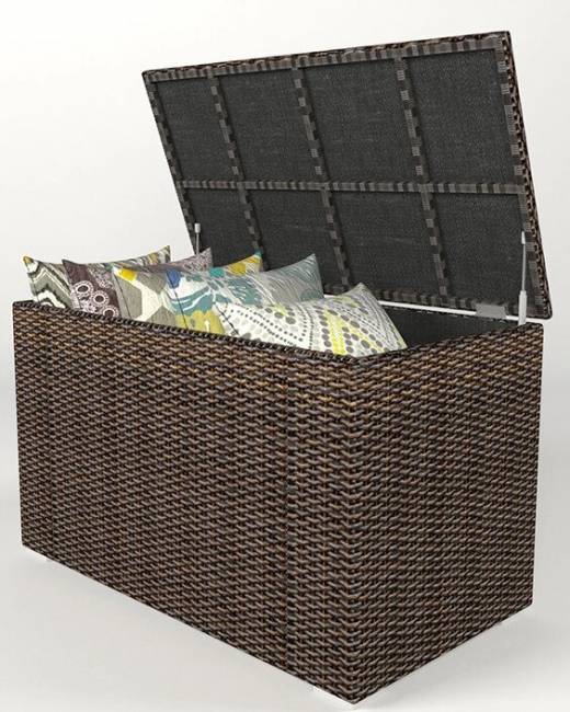Сундук для подушек "Малага" большой, из искусственного ротанга, коричневый, черный