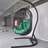 Кресло подвесное Кокон XL (стойка+основание.черн.,корзн.черн.,подуш тём-зеленый)