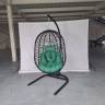 Кресло подвесное Кокон XL (стойка+основание.черн.,корзн.черн.,подуш тём-зеленый)