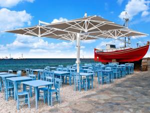 Зонт профессиональный четырехкупольный 6х6 м Alu Poker Starwhite белый, серо-коричневый 6000х6000 мм