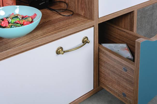 Две тумбы-комода Вайс цвет морское дерево винтаж/камень тёмный/бензин/мята/белый премиум