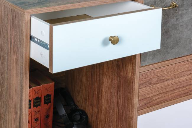 Две тумбы-комода Вайс цвет морское дерево винтаж/камень тёмный/бензин/мята/белый премиум