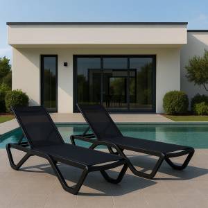 Комплект шезлонгов ENZO в черном цвете Комплект шезлонгов ENZO в черном цвете