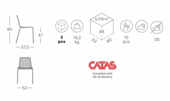 Стул металлический Summer антрацит 520х575х800 мм
