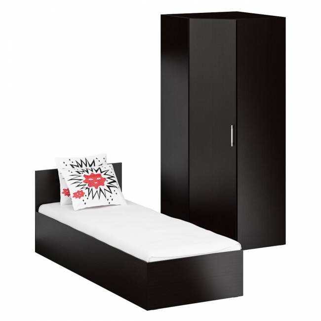 Кровать односпальная 800 с угловым шкафом Стандарт цвет венге