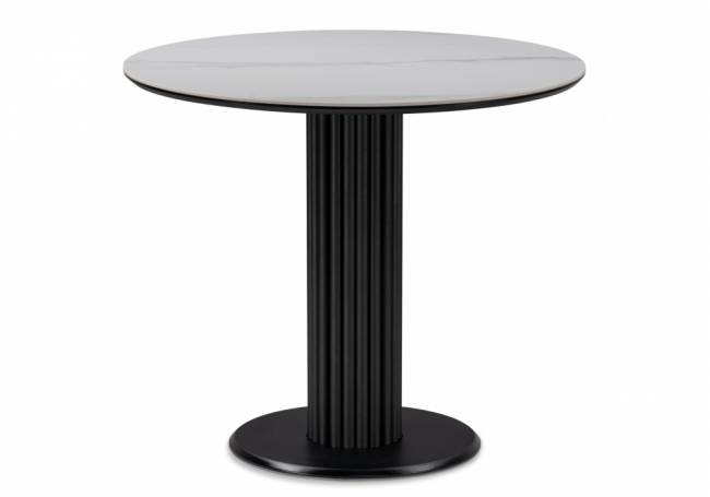 Керамический стол Кэмерон 90х90 белый мрамор snow white / черный