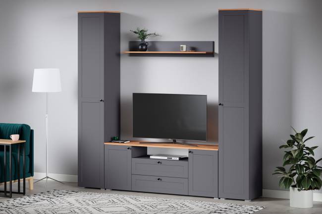 Полка настенная Остин 16.484 цвет серый графит/дуб крафт золотой