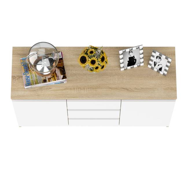 Комод-тумба три ящика и две дверки Мори МК1200.3 цвет дуб сонома/белый