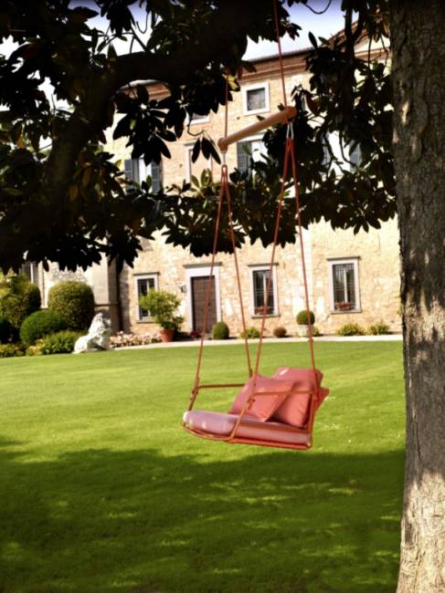 Качели плетеные Lisa Swing терракотовый, оранжевый 730х650х1750 мм